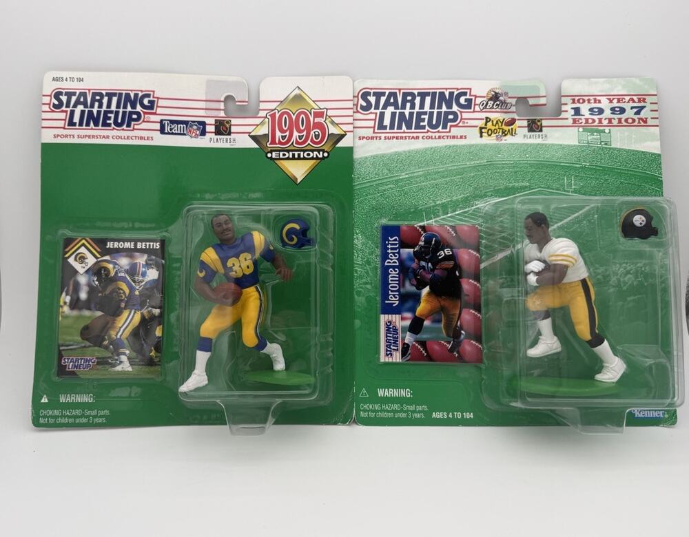 Jerome Bettis Starting Lineup Lot (2) - 1995 Rams & 1997 Steelers Sealed Kenner